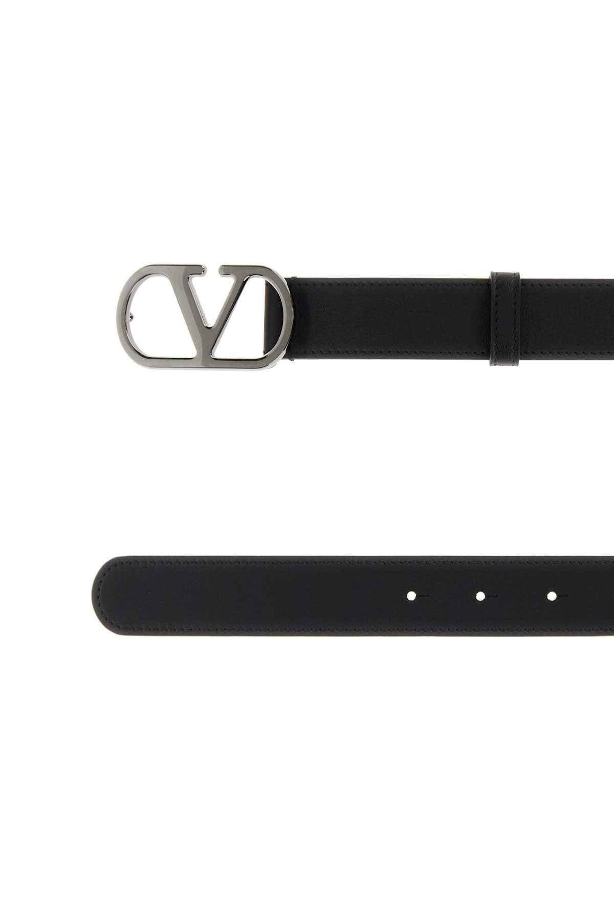 Valentino Garavani Men Black Leather Vlogo Belt VALENTINO GARAVANI