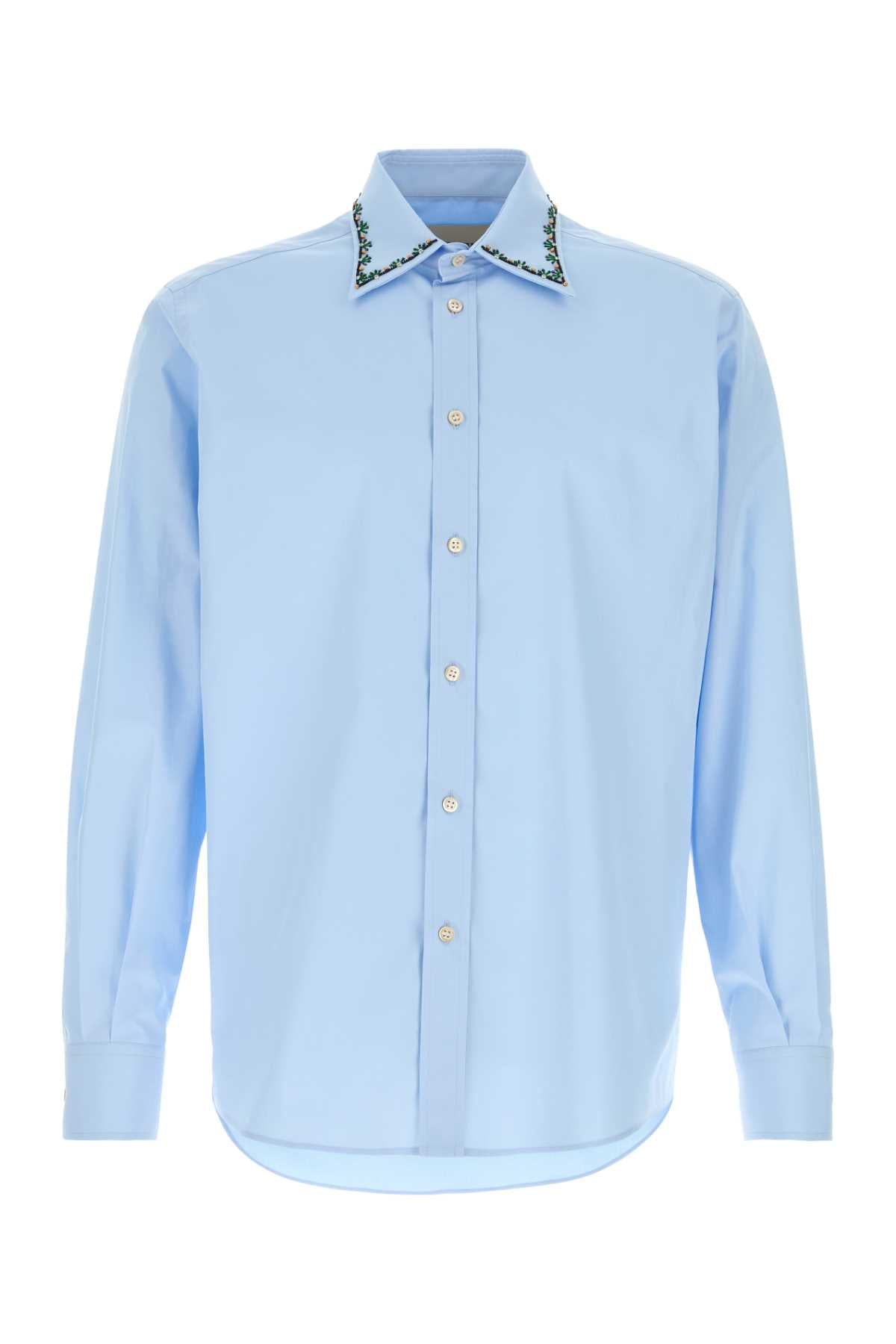 Valentino Garavani Men Light-Blue Poplin Shirt VALENTINO GARAVANI