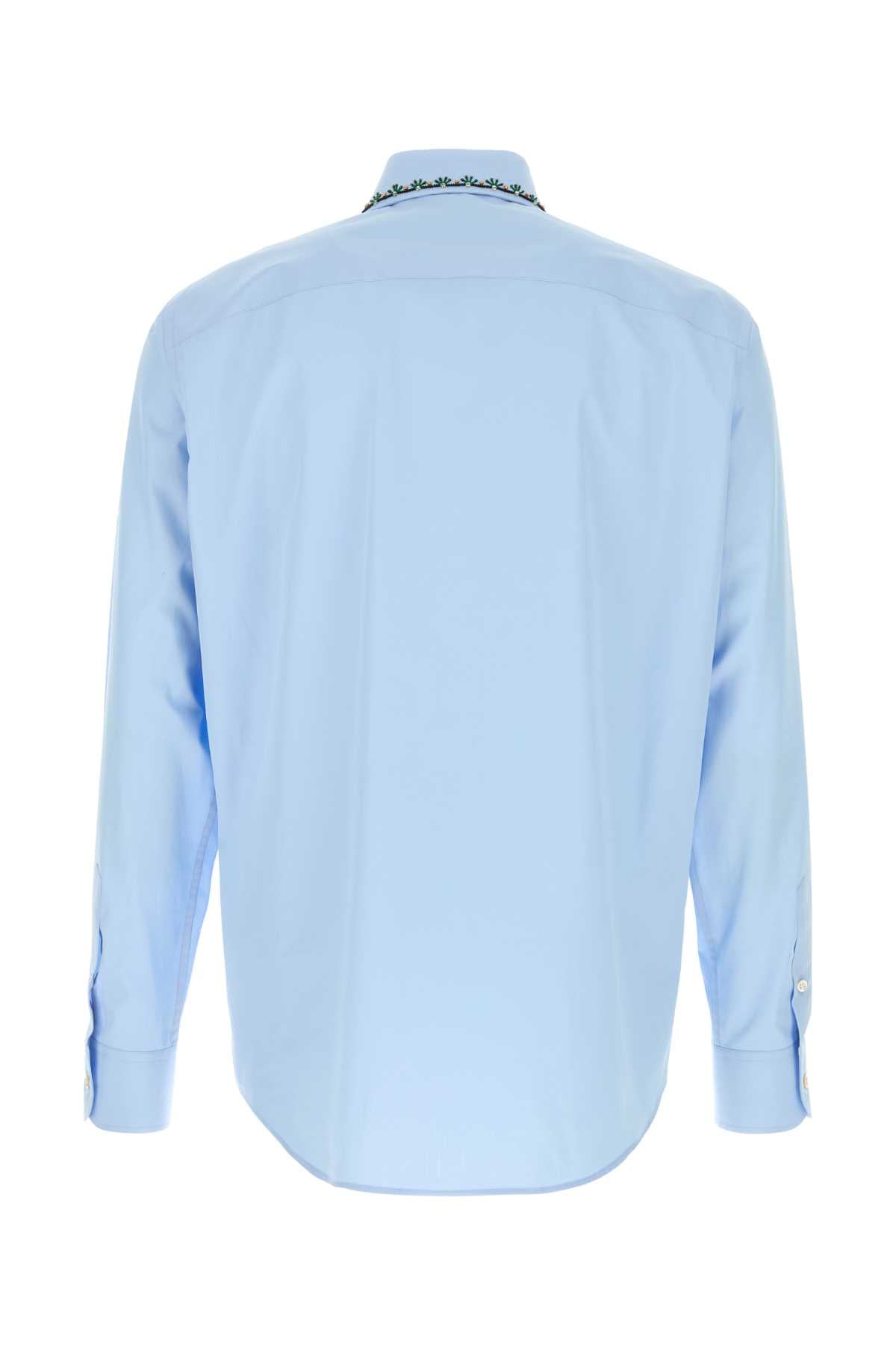 Valentino Garavani Men Light-Blue Poplin Shirt VALENTINO GARAVANI