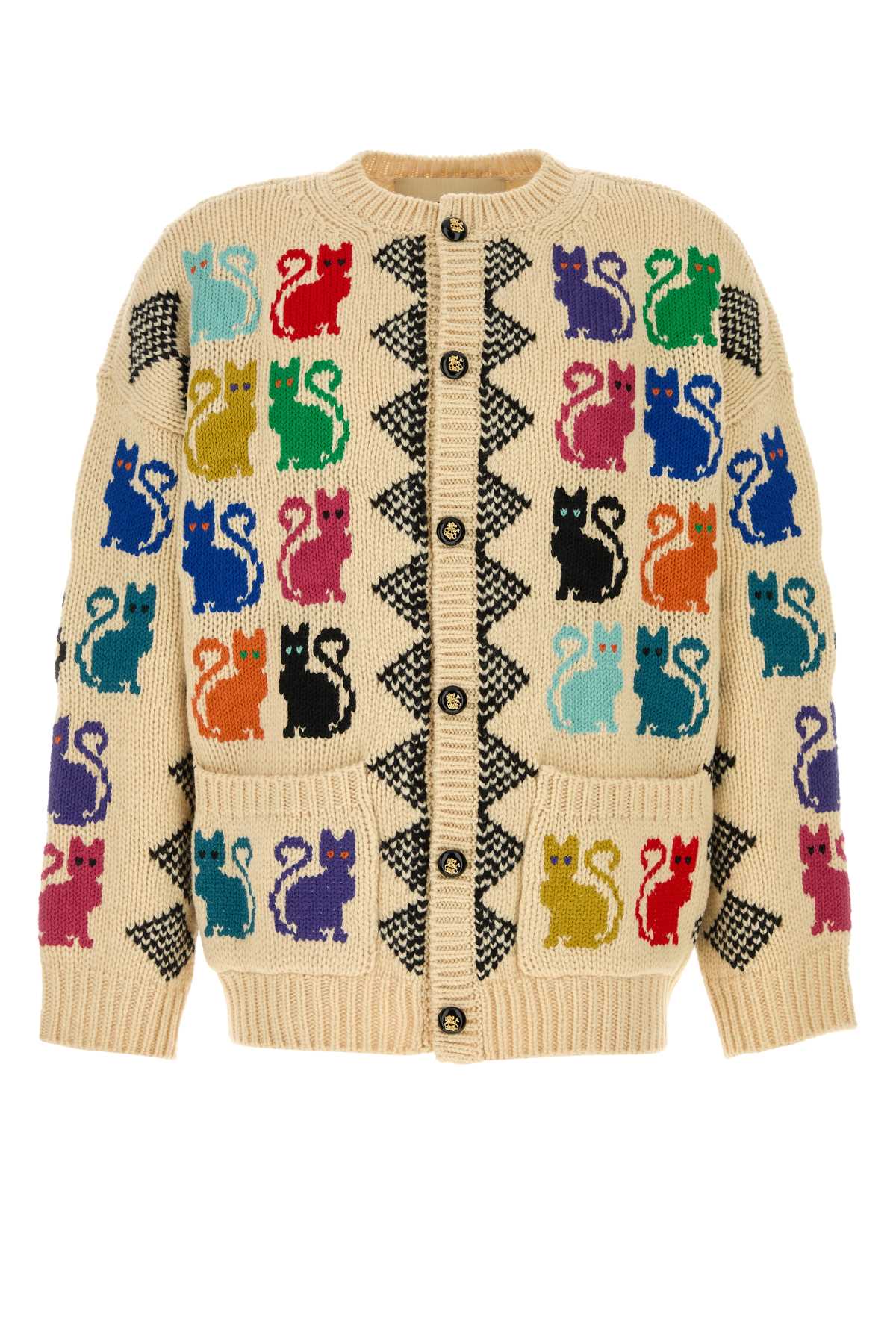 Valentino Garavani Men Cream Wool Cardigan VALENTINO GARAVANI