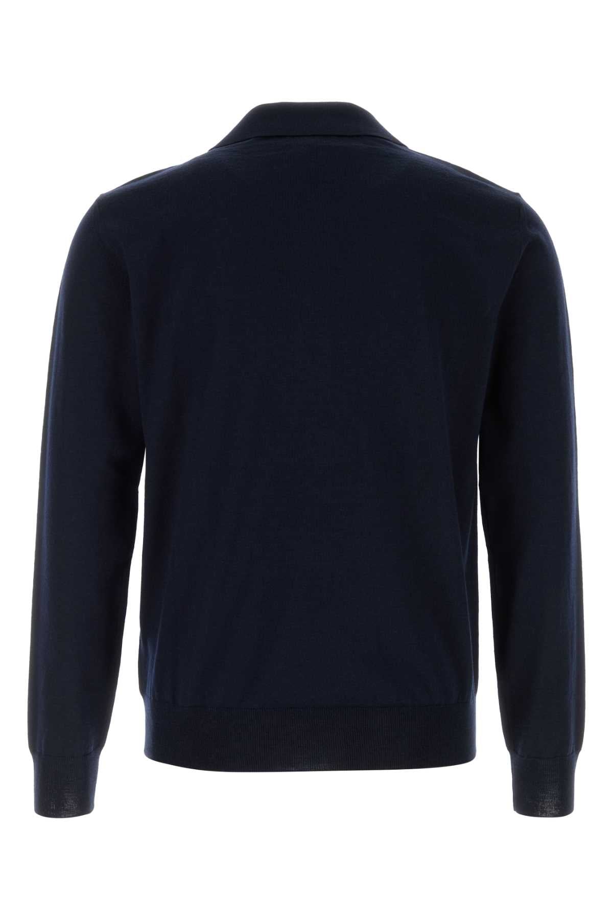Valentino Garavani Men Midnight Blue Wool Polo Shirt VALENTINO GARAVANI