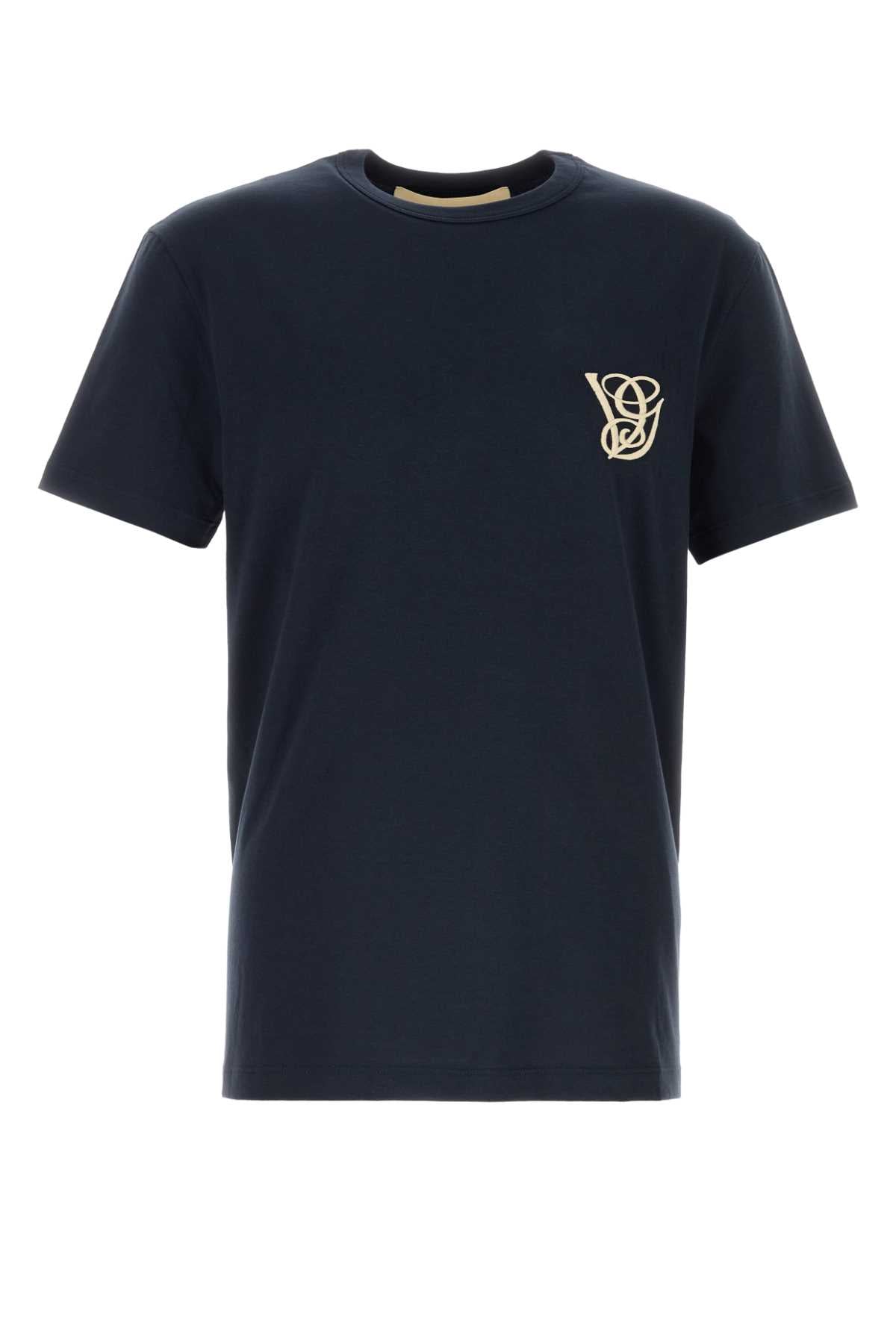 Valentino Garavani Men Navy Blue Cotton T-Shirt