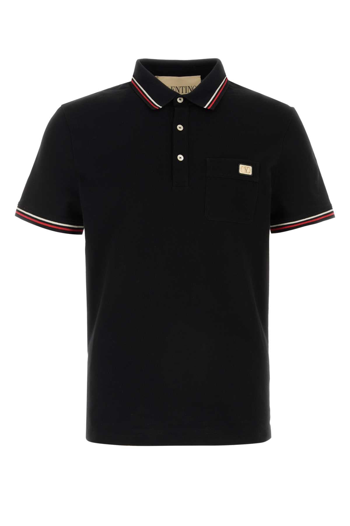 Valentino Garavani Men Black Cotton Polo Shirt VALENTINO GARAVANI