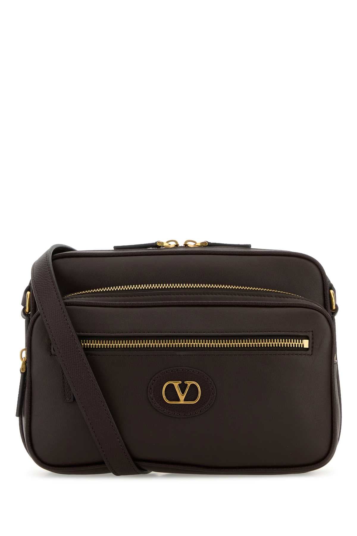 Valentino Garavani Men Dark Brown Leather Antibes Crossbody Bag VALENTINO GARAVANI