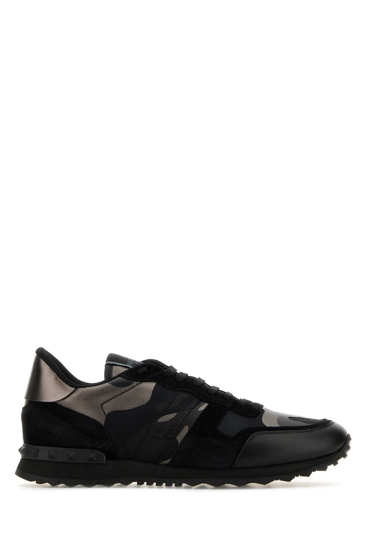 Valentino Garavani Men Multicolor Fabric And Leather Rockrunner Camouflage Sneakers VALENTINO GARAVANI