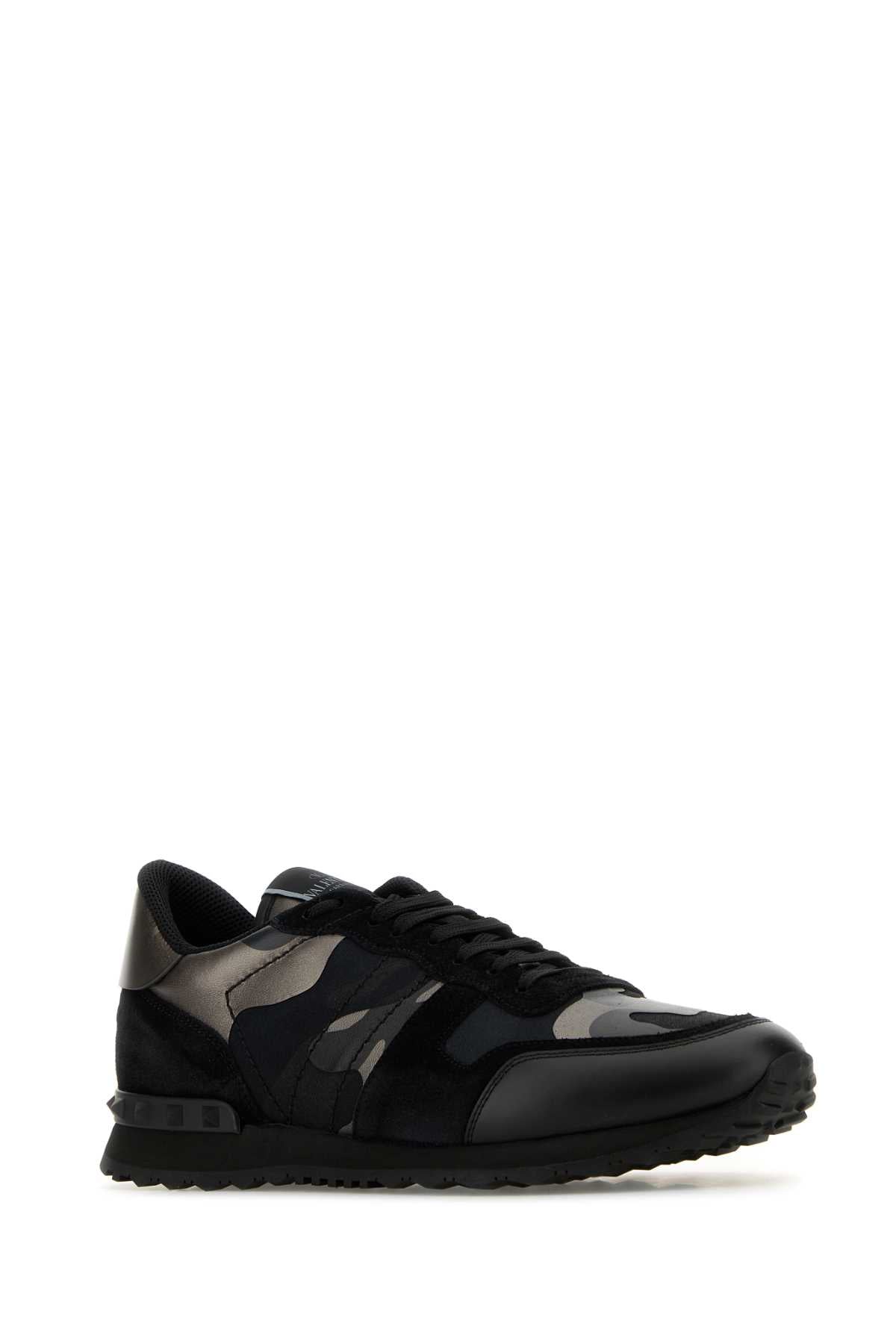 Valentino Garavani Men Multicolor Fabric And Leather Rockrunner Camouflage Sneakers VALENTINO GARAVANI