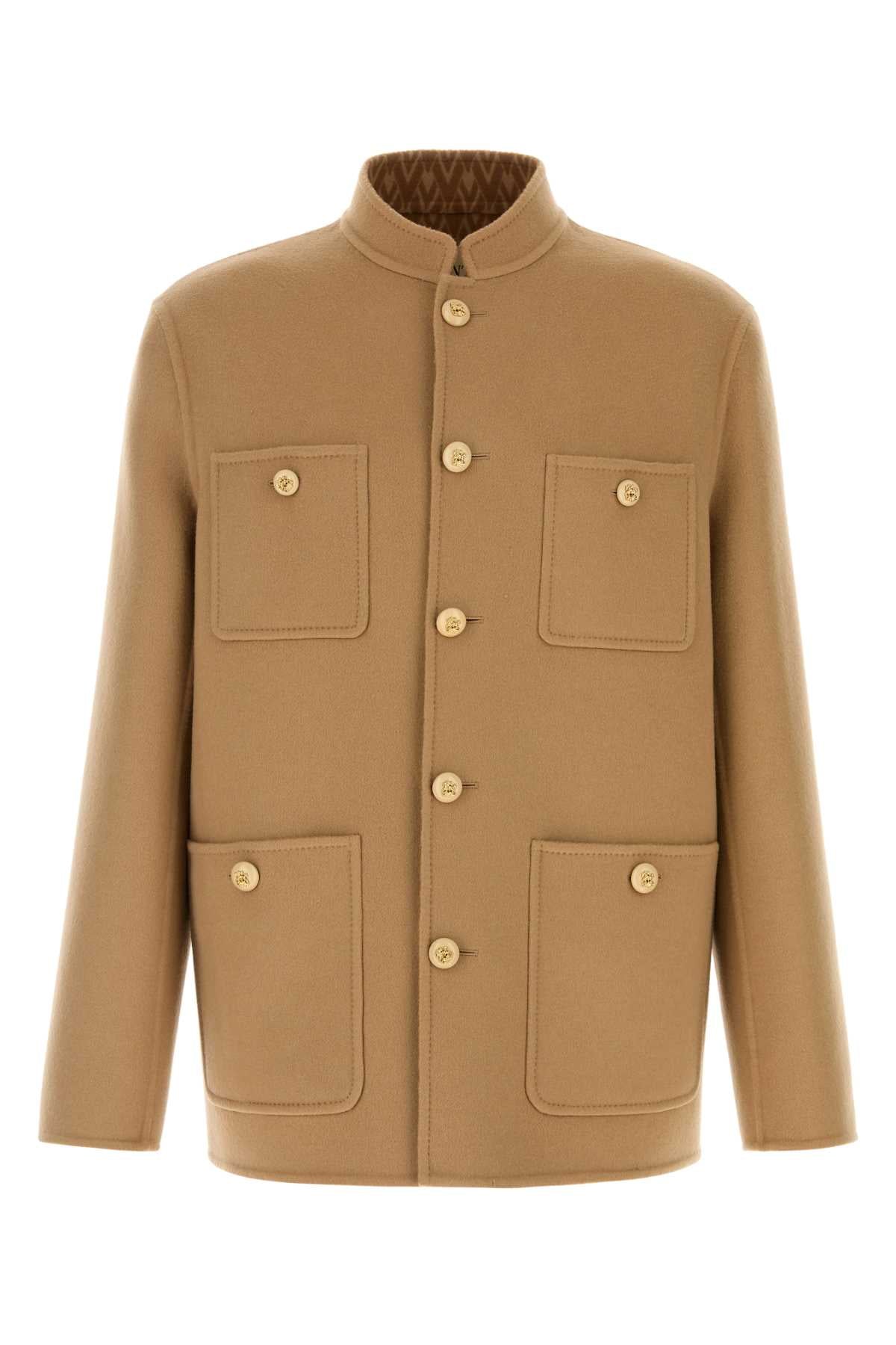 Valentino Garavani Men Camel Wool Blend Jacket VALENTINO GARAVANI