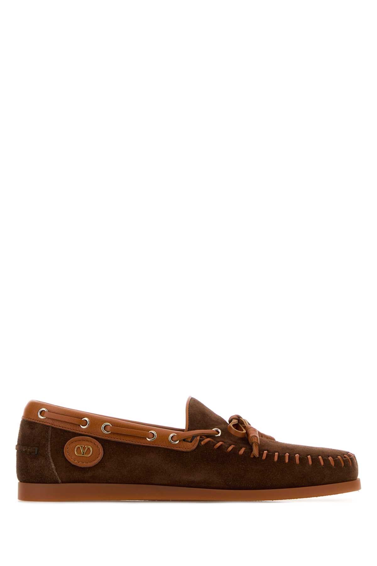 Valentino Garavani Men Brown Suede Loafers VALENTINO GARAVANI