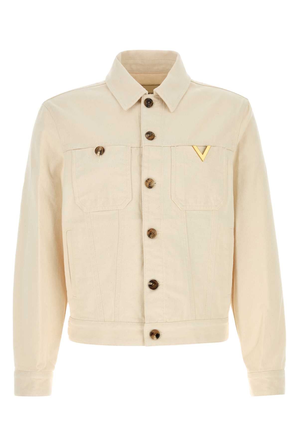 Valentino Garavani Men Ivory Denim Jacket VALENTINO GARAVANI