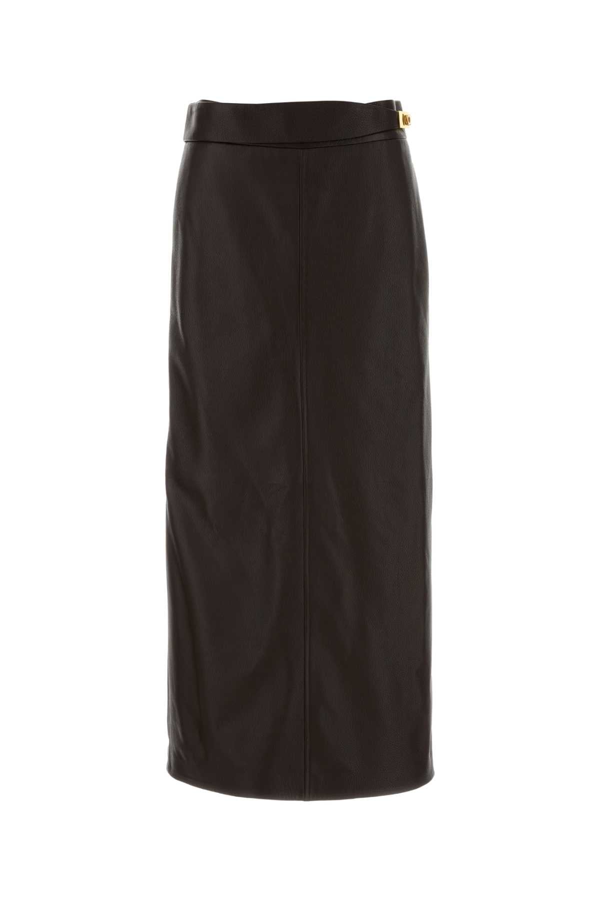 Salvatore Ferragamo Women Dark Brown Leather Skirt FERRAGAMO