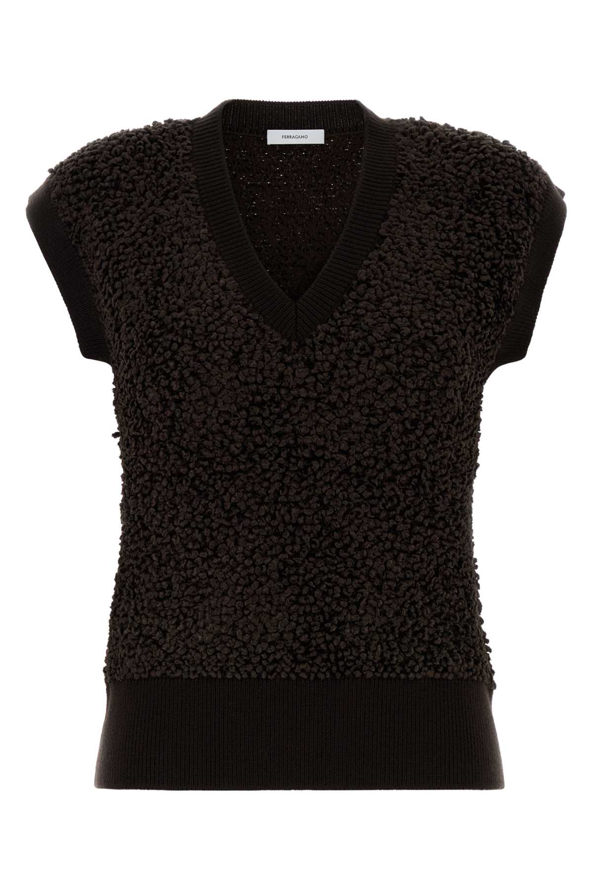 Salvatore Ferragamo Women Dark Brown Boucle Vest FERRAGAMO