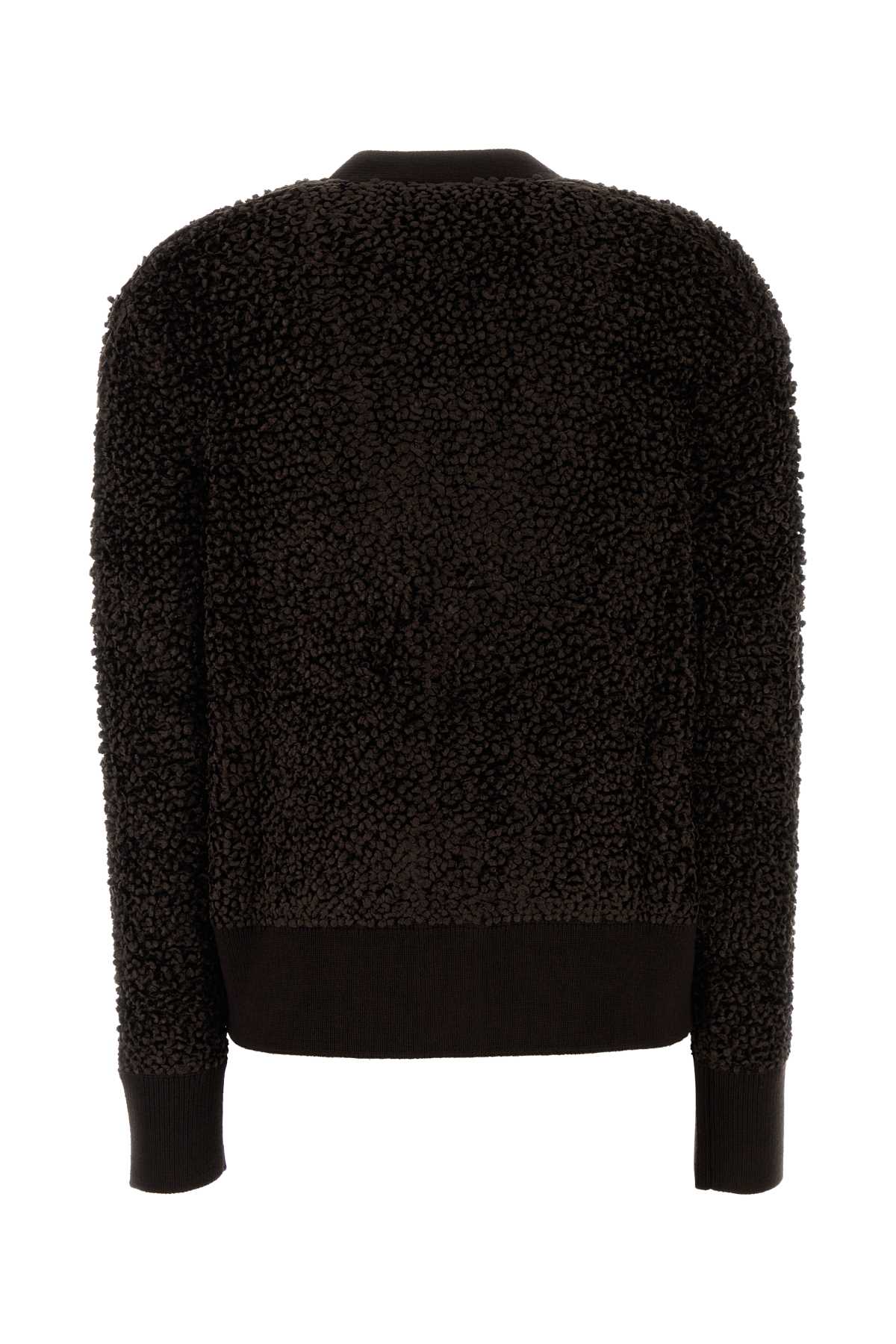 Salvatore Ferragamo Women Dark Brown Boucle Cardigan FERRAGAMO