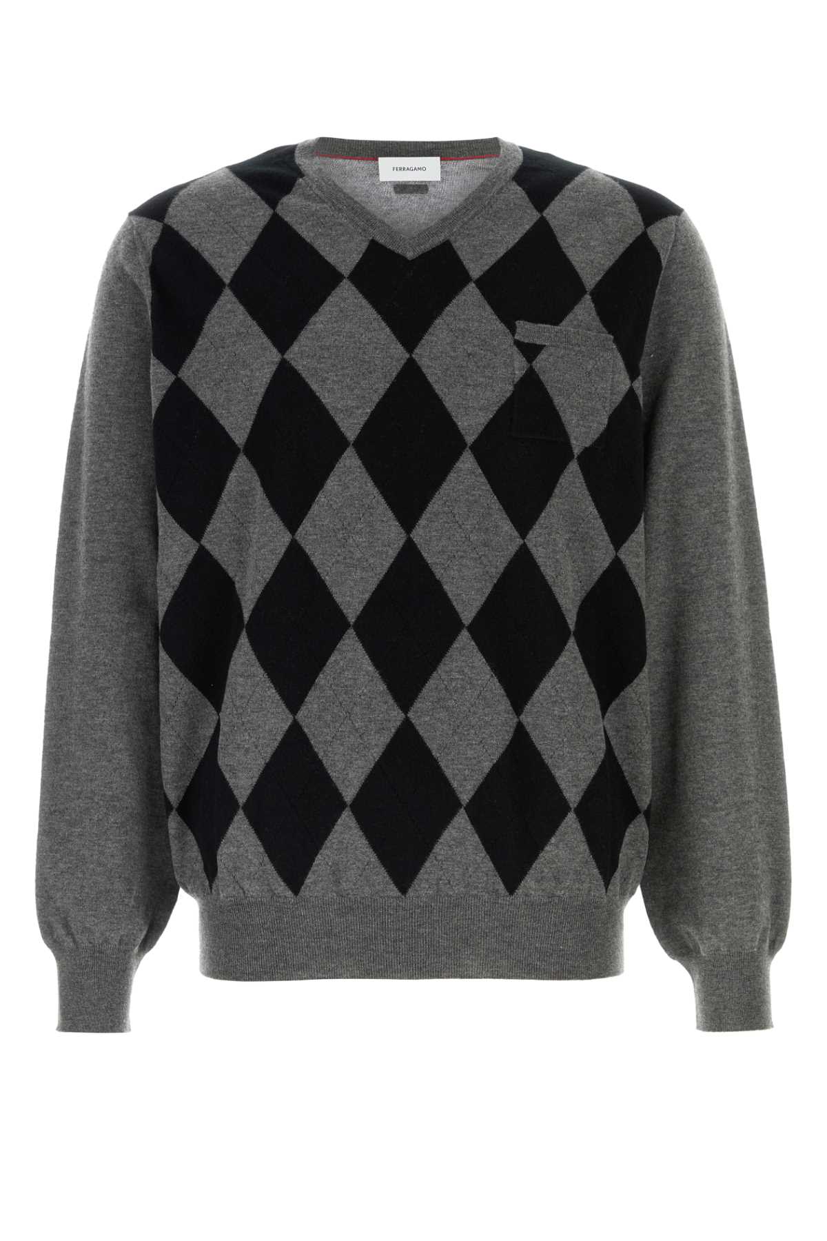 Salvatore Ferragamo Men Dark Grey Wool Sweater FERRAGAMO