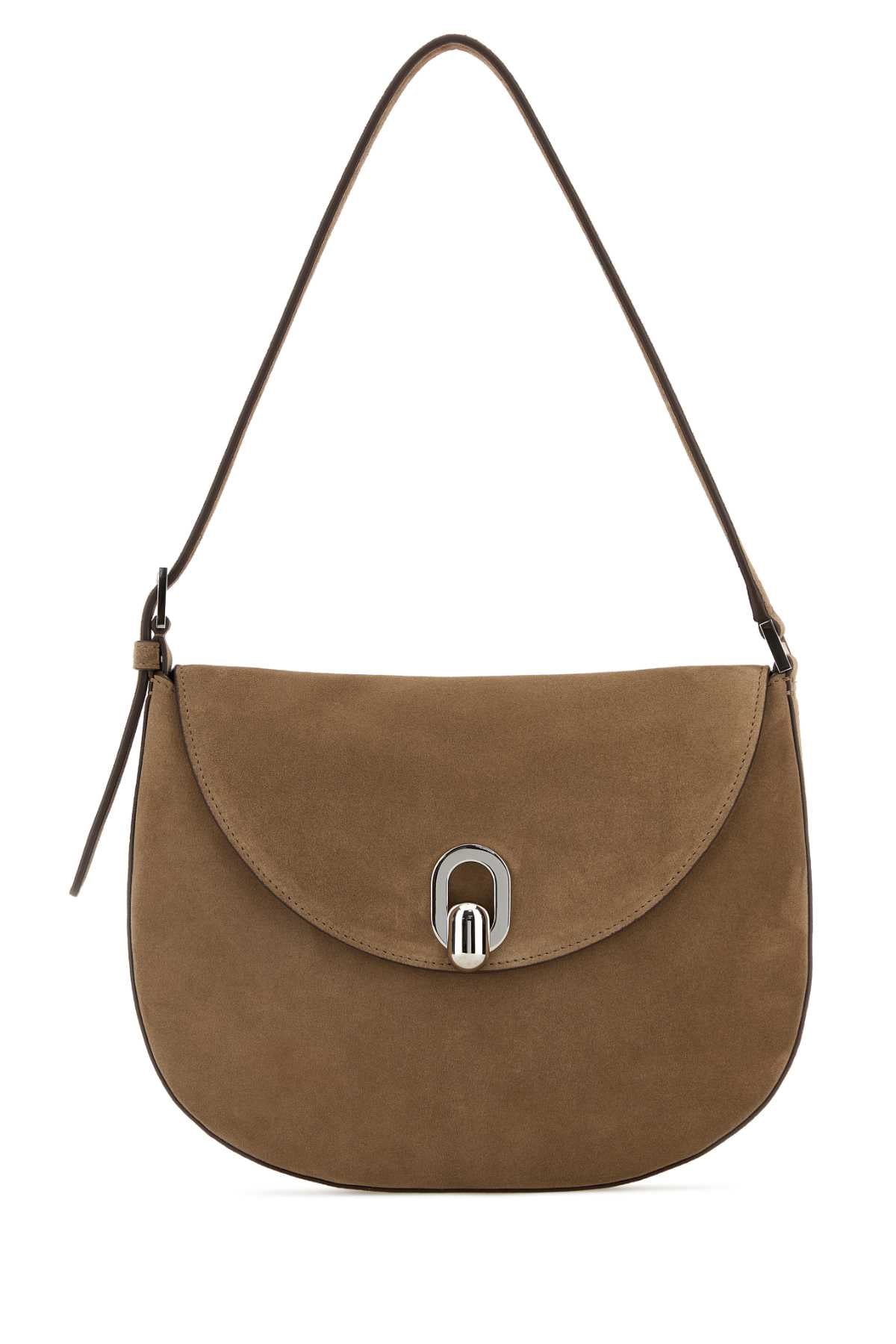 Savette Women Beige Suede Small Tondo Crossbody Bag SAVETTE