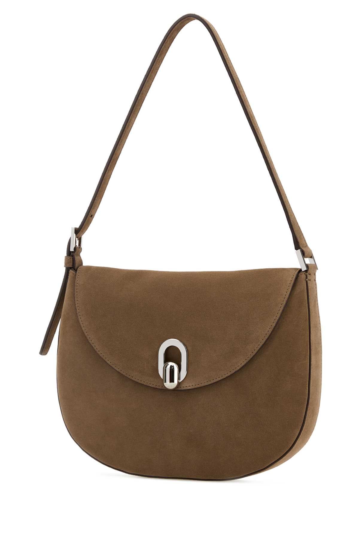 Savette Women Beige Suede Small Tondo Crossbody Bag SAVETTE