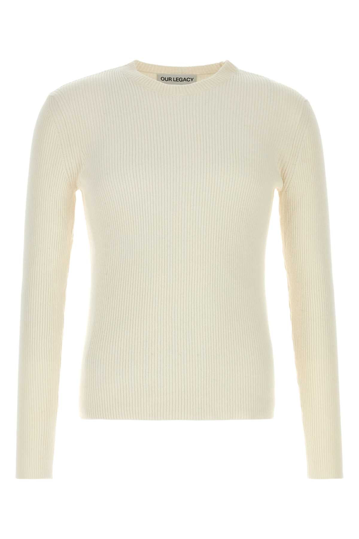 Our Legacy Men Ivory Silk Sweater OUR LEGACY