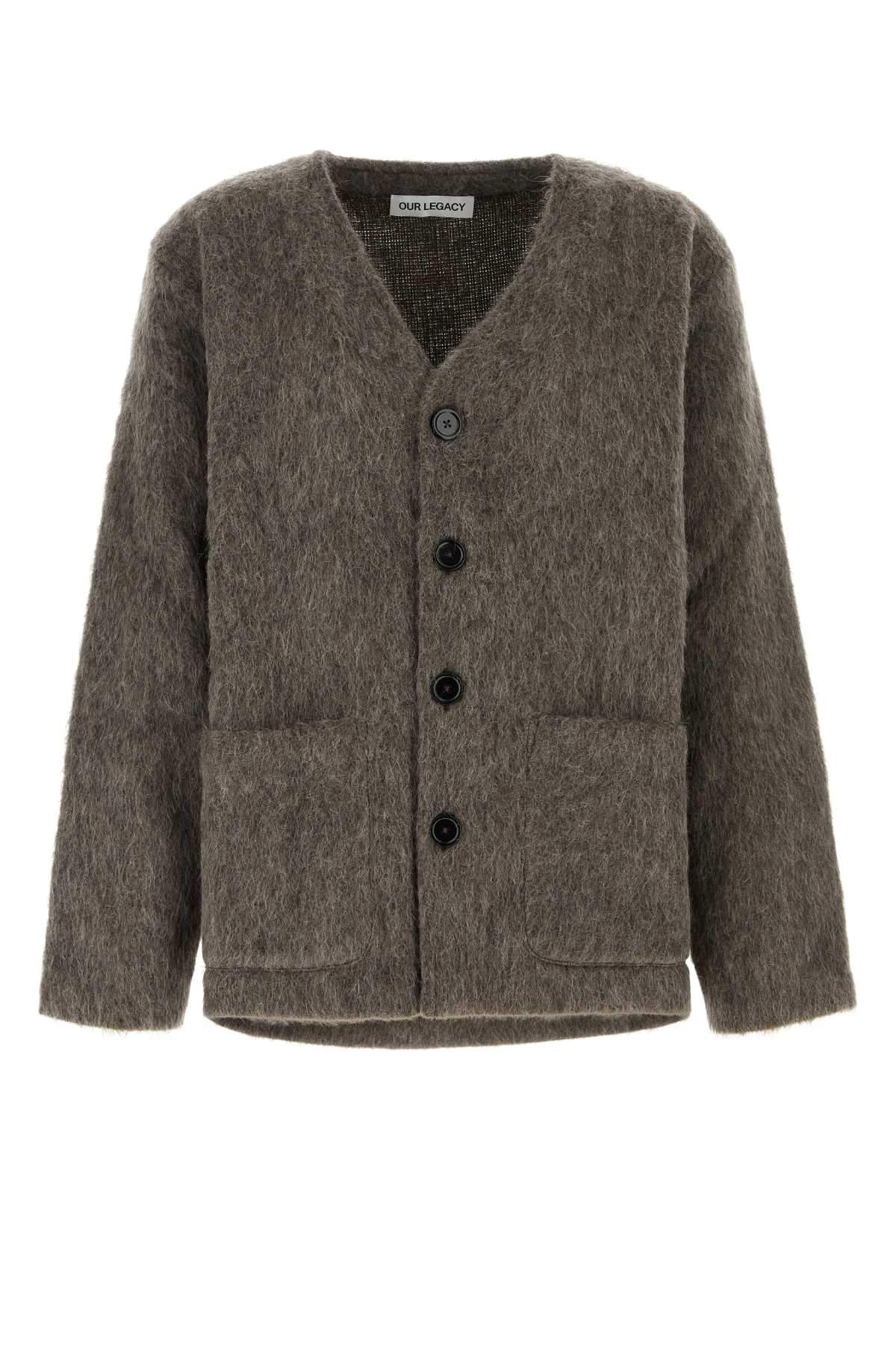Our Legacy Men Mud Wool Blend Oversize Cardigan OUR LEGACY