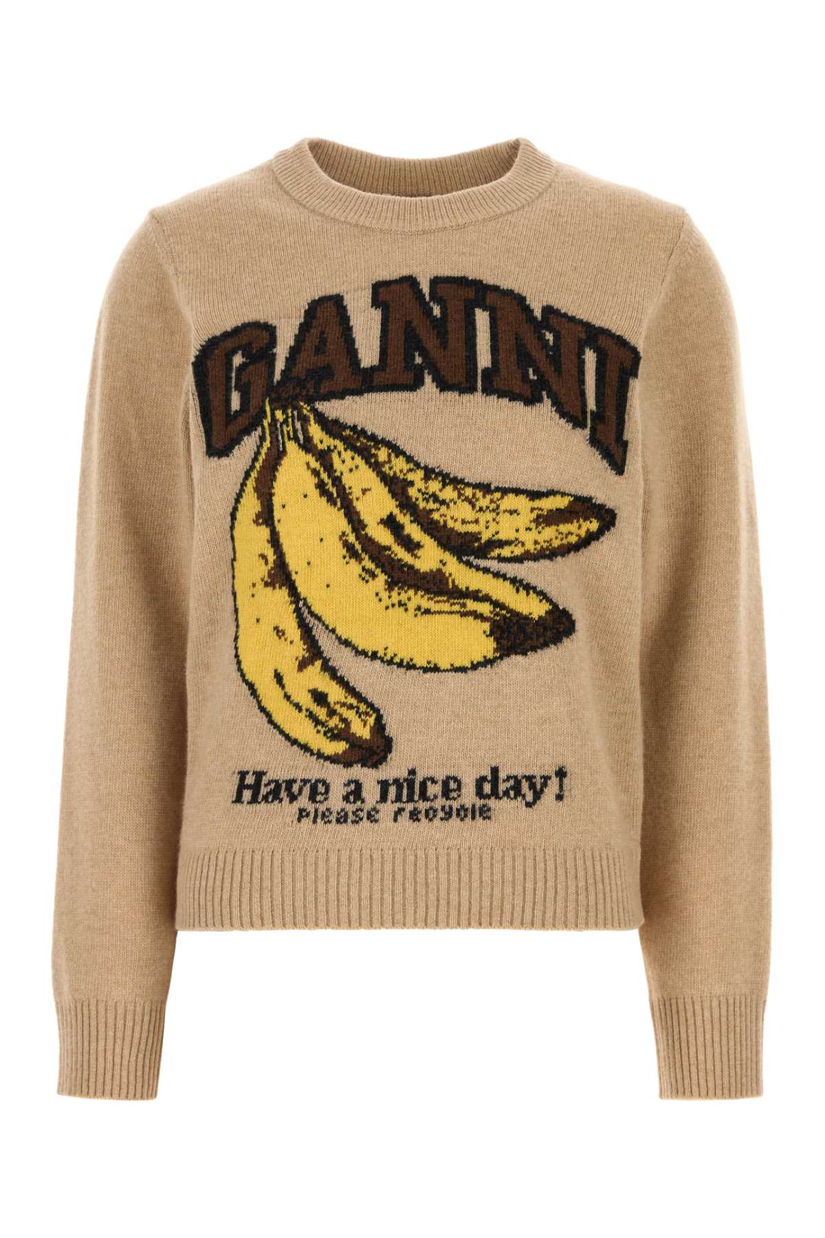 Ganni Women Cappuccino Wool Blend Sweater GANNI