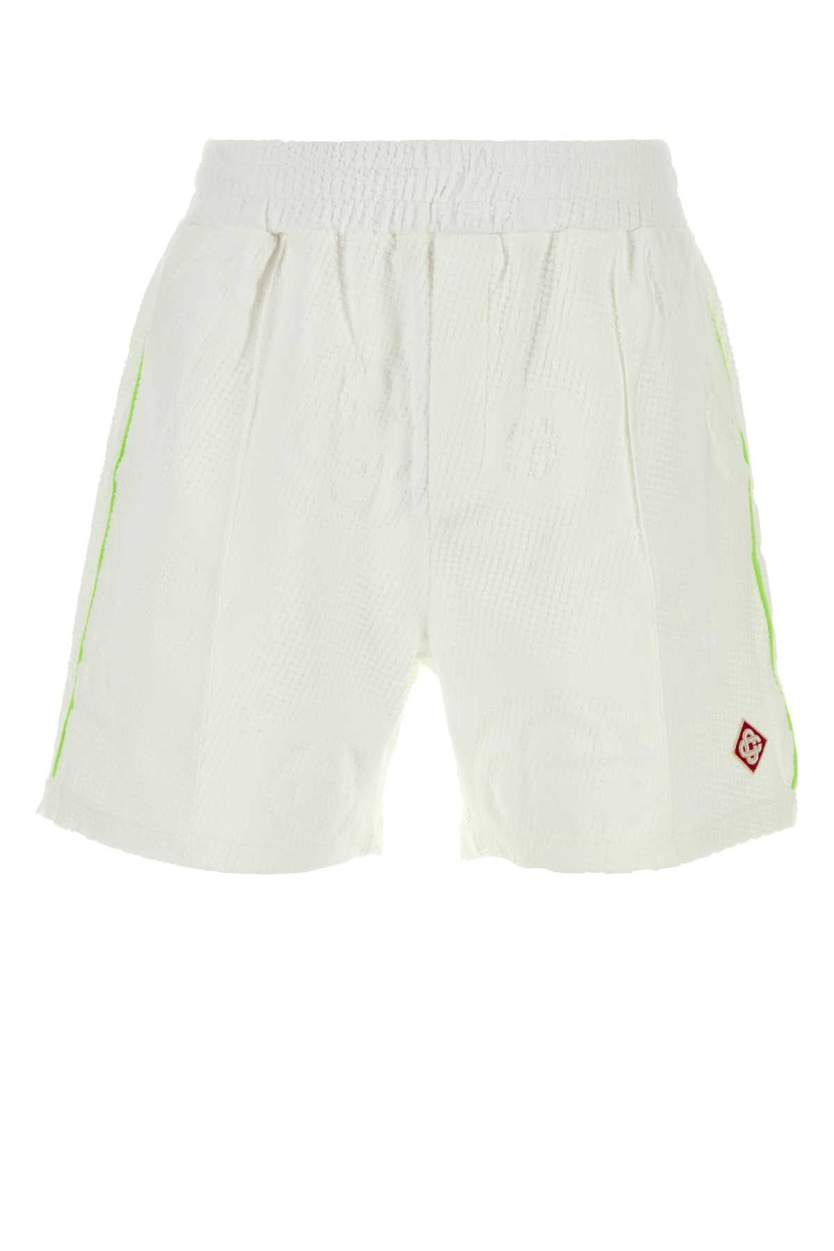 Casablanca Men White Stretch Cotton Blend Bermuda Shorts CASABLANCA