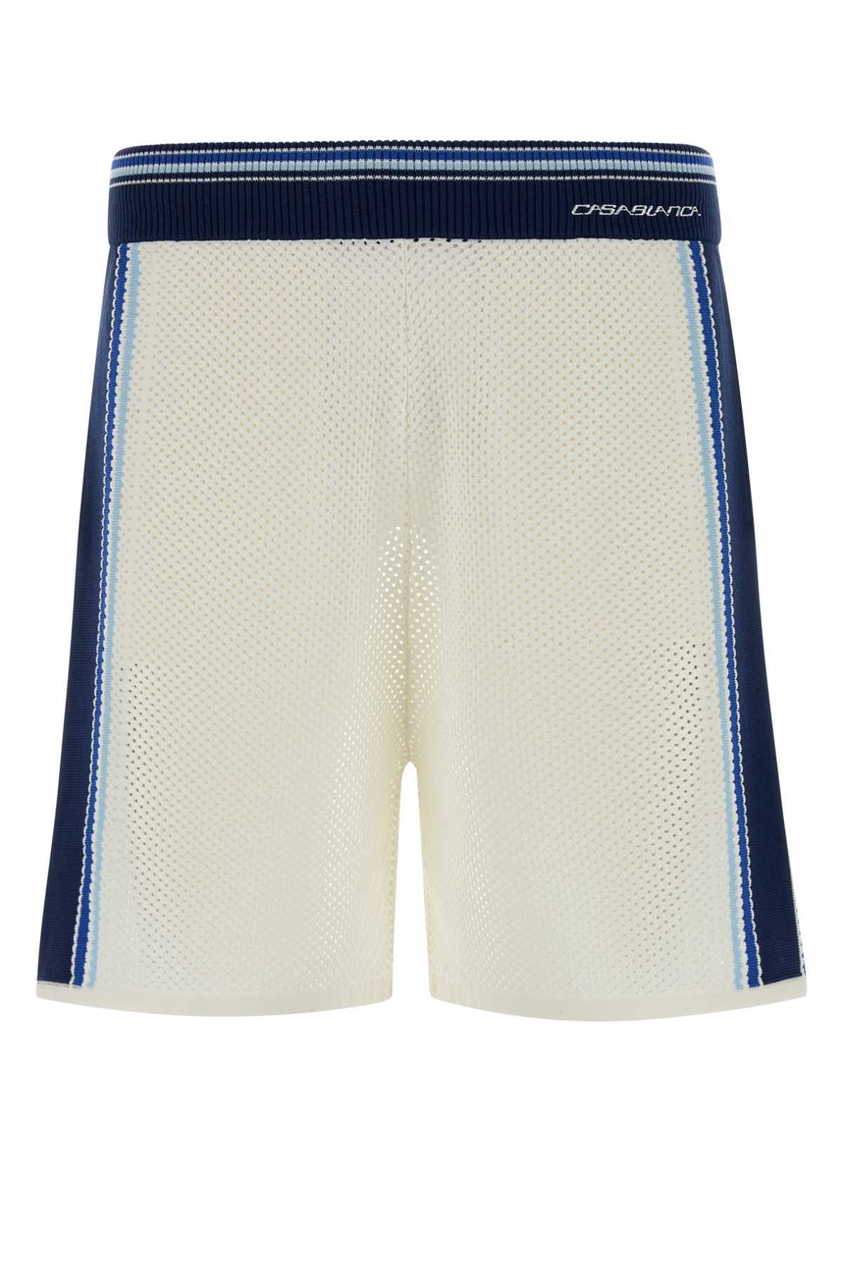 Casablanca Men White Mesh Bermuda Shorts CASABLANCA