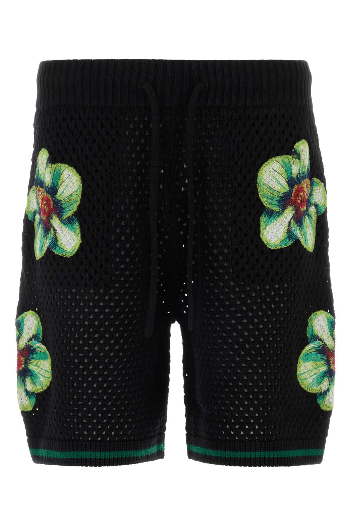 Casablanca Men Black Crochet Bermuda Shorts CASABLANCA