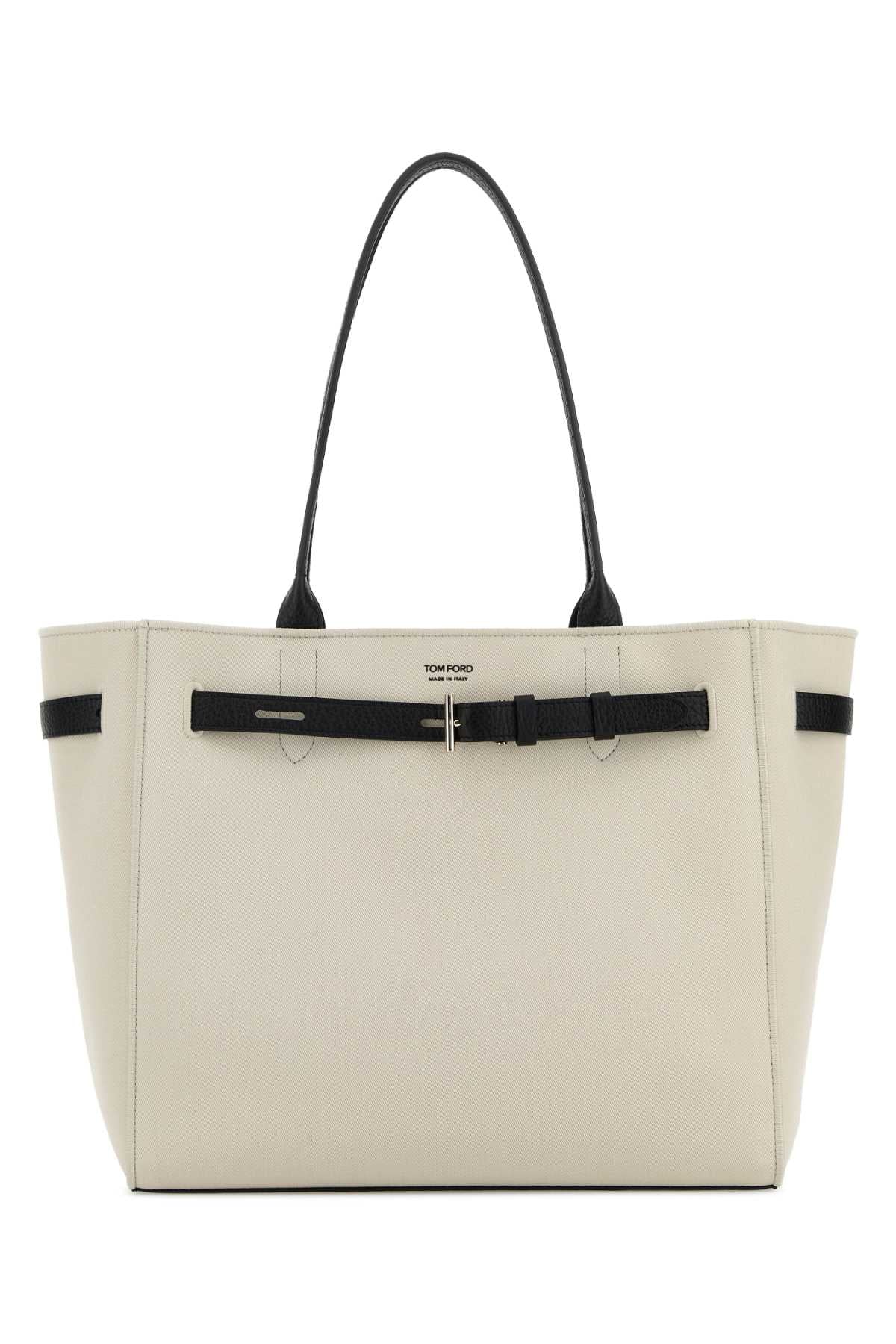 Tom Ford Women Ivory Canvas Shopping Bag TOM FORD