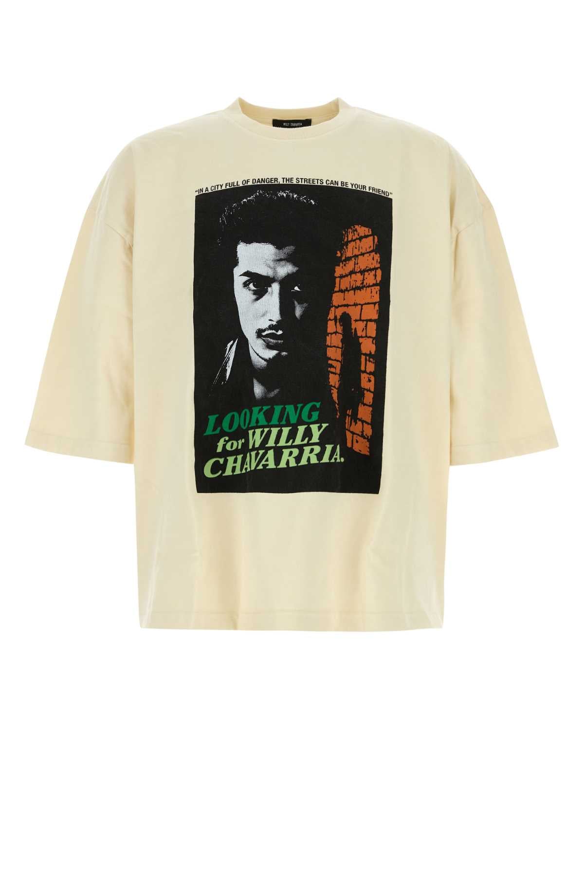 Willy Chavarria Men Ivory Cotton Oversize Looking For Willy T-Shirt WILLY CHAVARRIA