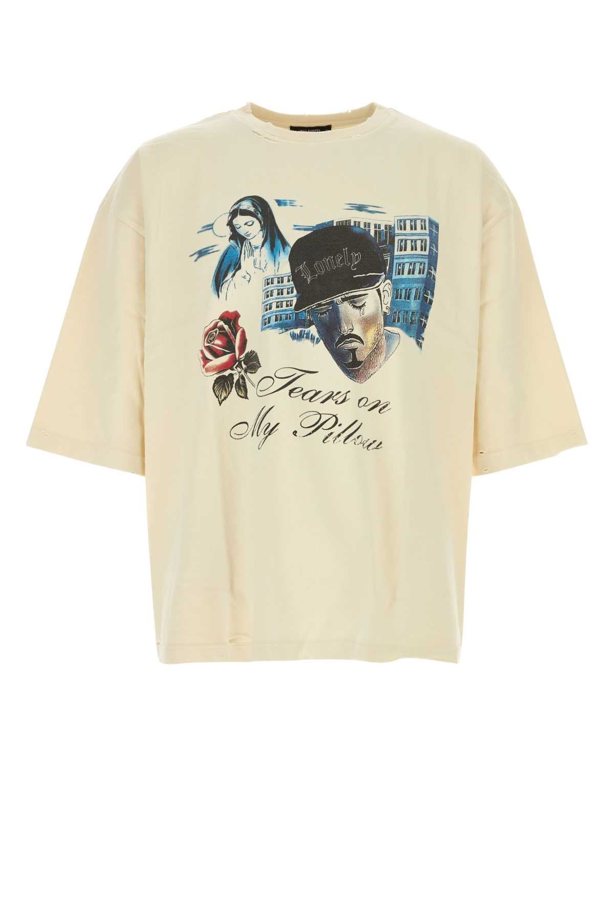 Willy Chavarria Men Ivory Cotton Oversize Tears On My Pillow T-Shirt WILLY CHAVARRIA