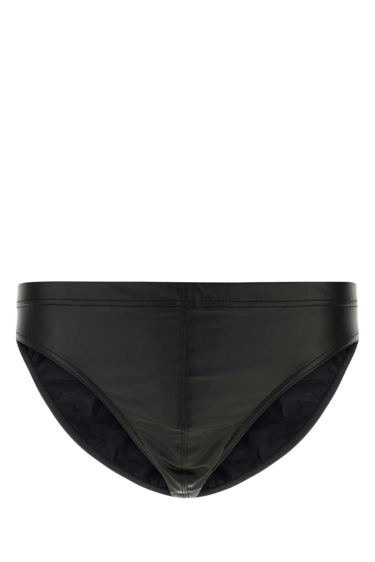 Tom Ford Men Black Synthetic Leather Swimming Brief TOM FORD