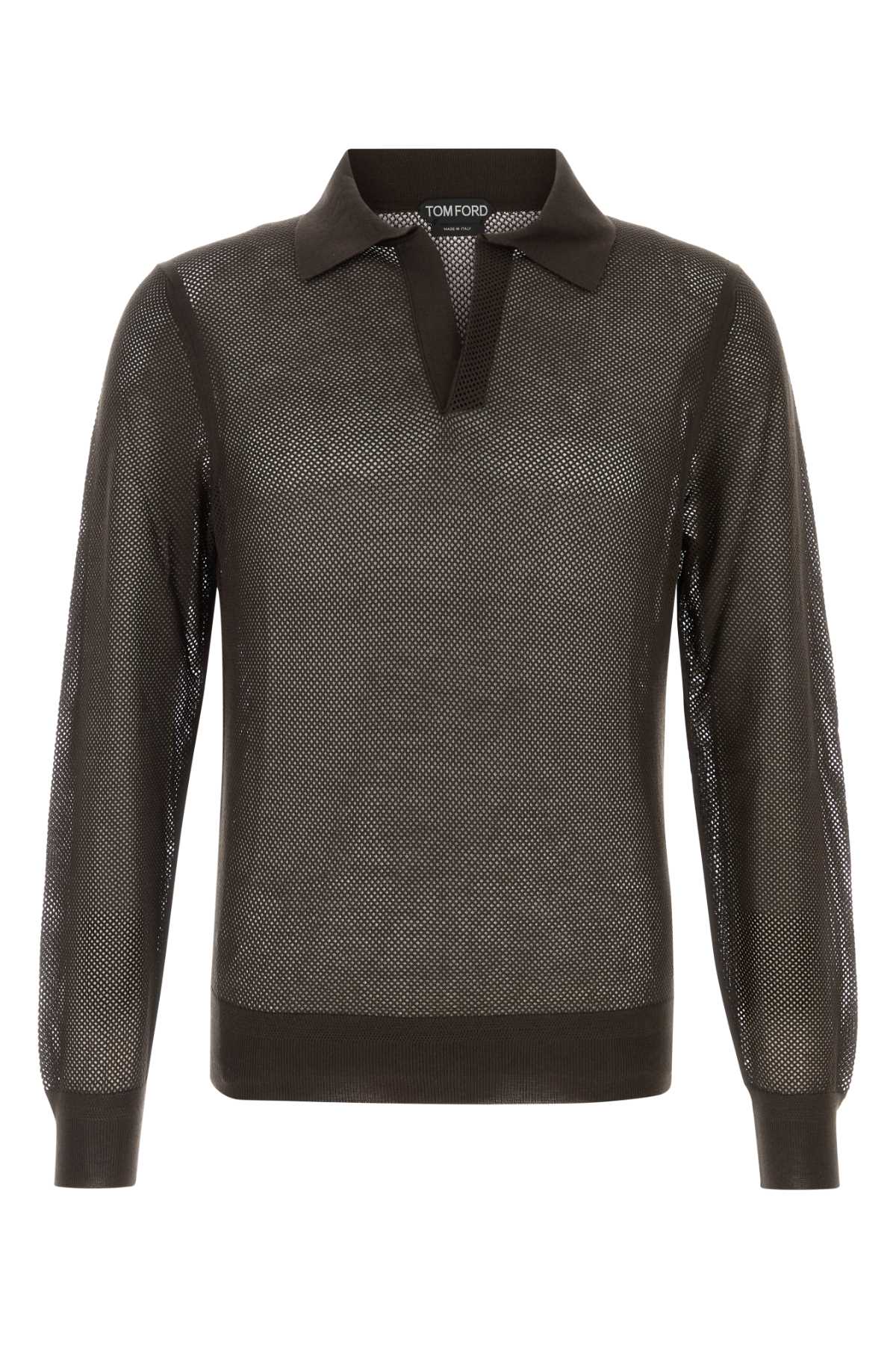 Tom Ford Men Chocolate Mesh Polo Shirt TOM FORD