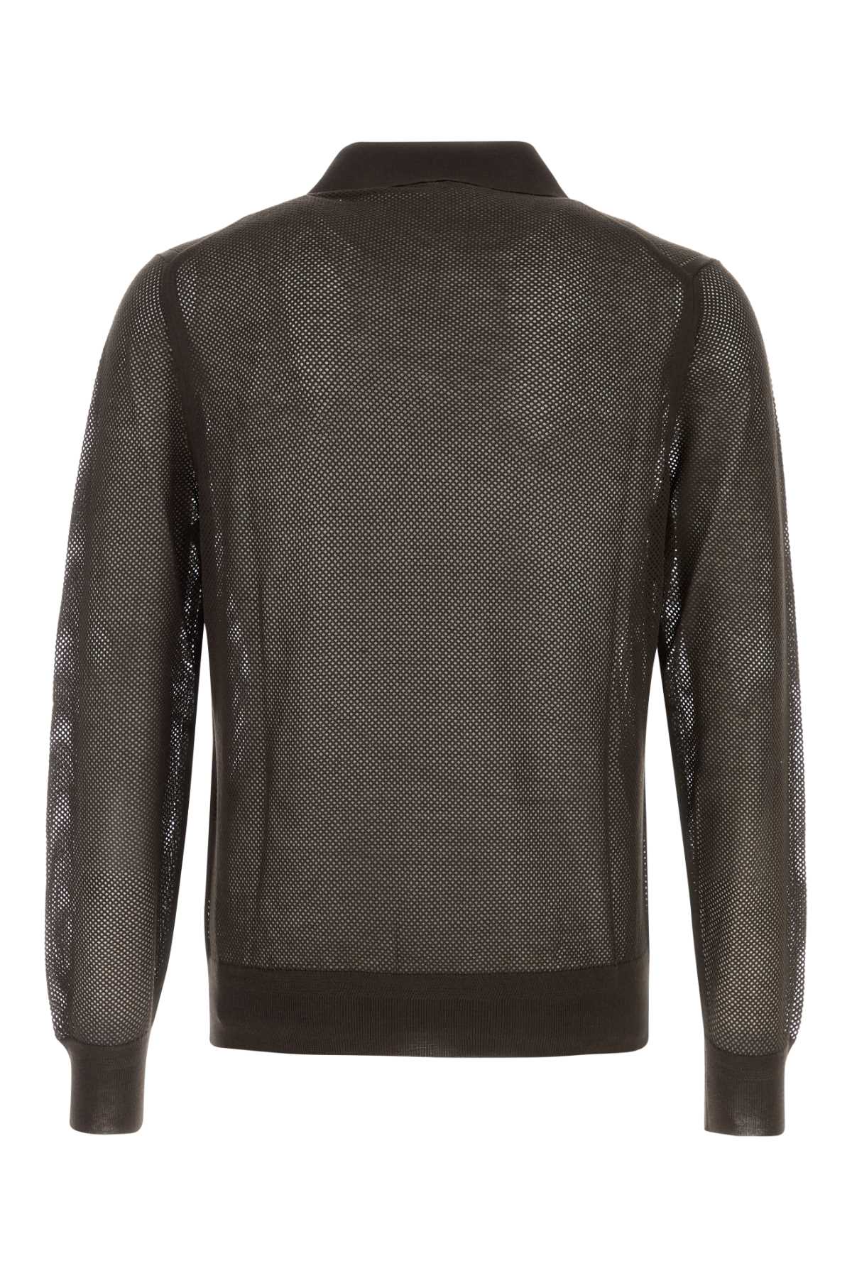 Tom Ford Men Chocolate Mesh Polo Shirt TOM FORD