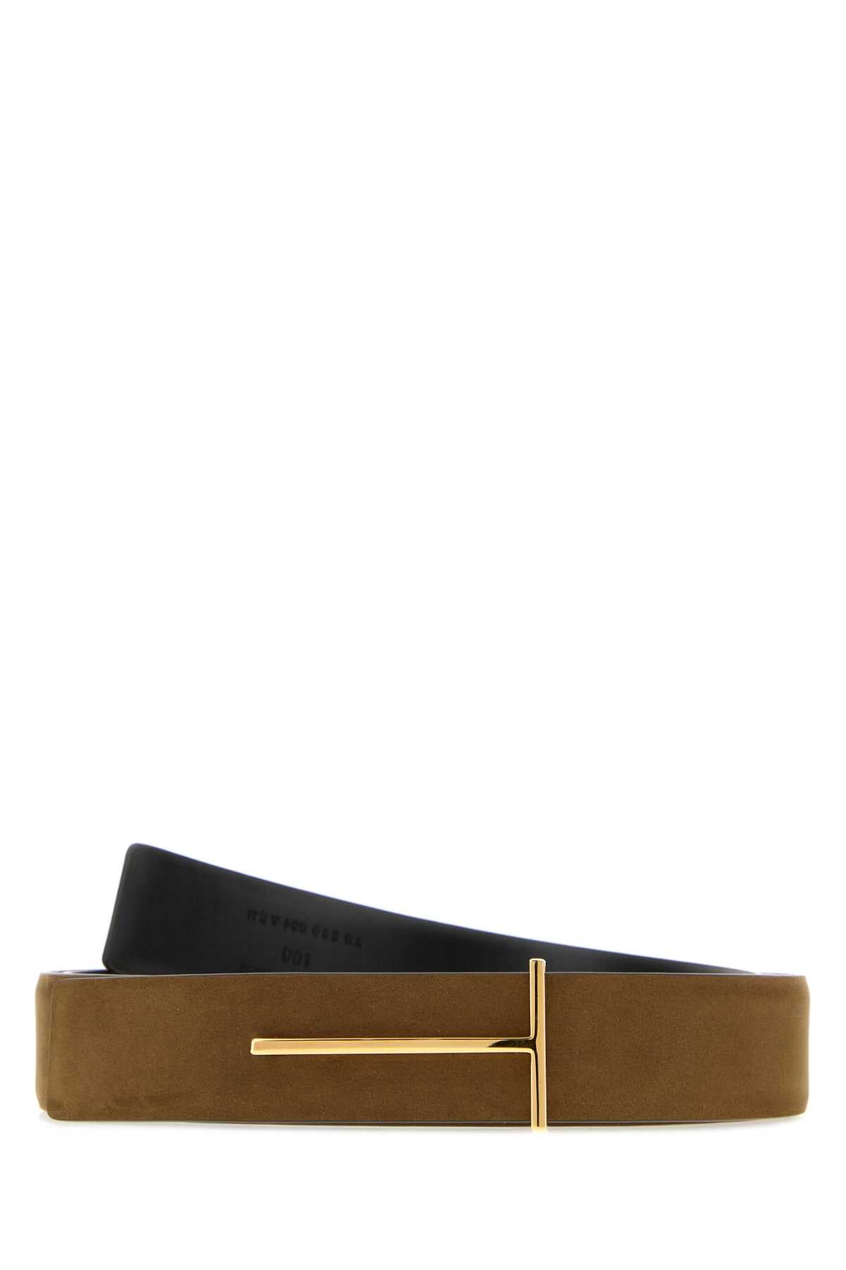 Tom Ford Men Brown Suede Reversible Belt TOM FORD