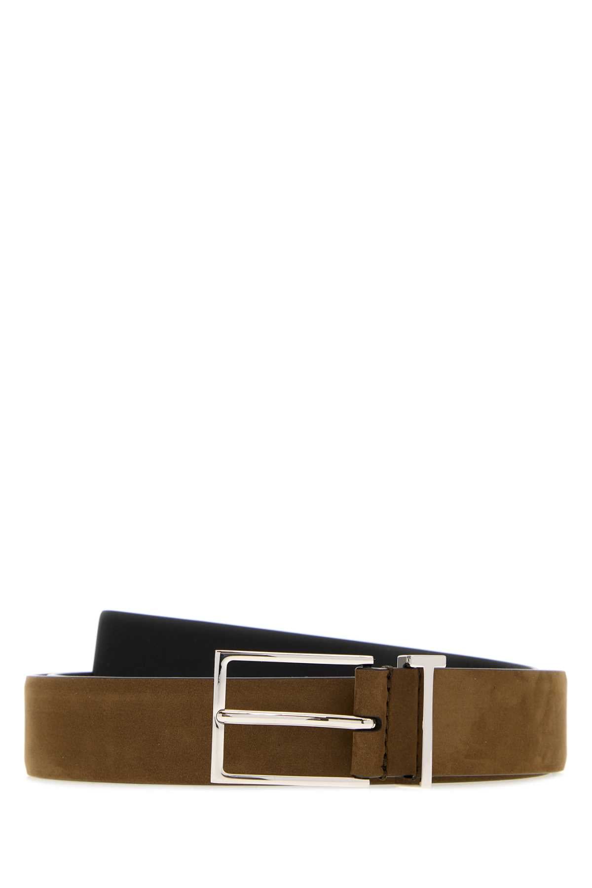 Tom Ford Men Brown Suede Belt TOM FORD