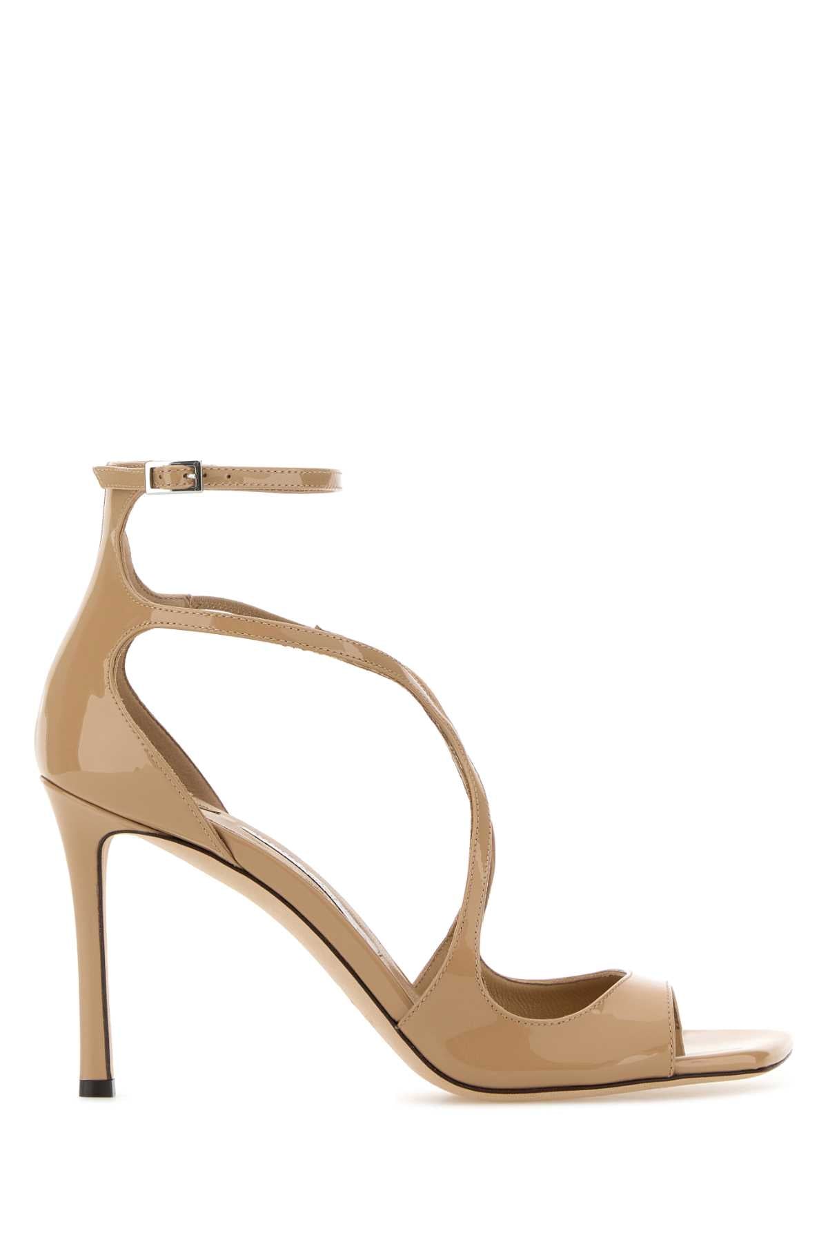Jimmy Choo Women Beige Leather Azia 95 Sandals JIMMY CHOO