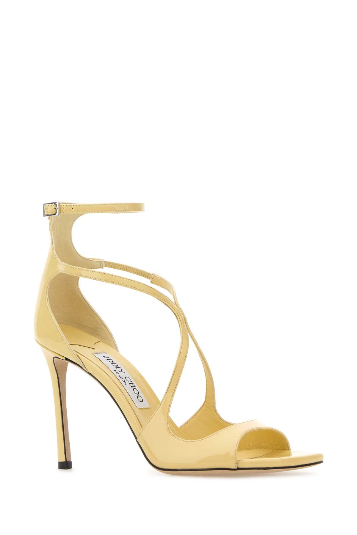 Jimmy Choo Women Yellow Leather Azia 95 Sandals JIMMY CHOO