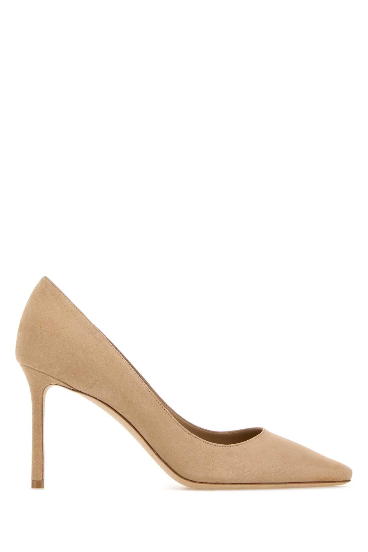 Jimmy Choo Women Beige Suede Romy 85 Pumps JIMMY CHOO