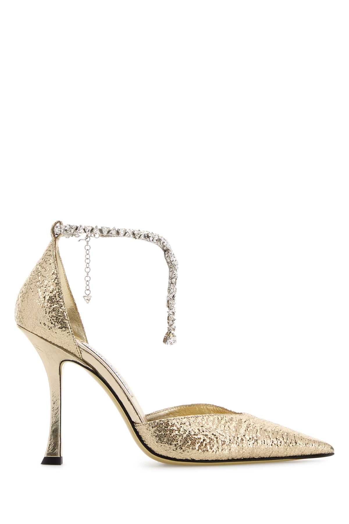 Jimmy Choo Women Gold Fabric Stevie 100 Pumps JIMMY CHOO