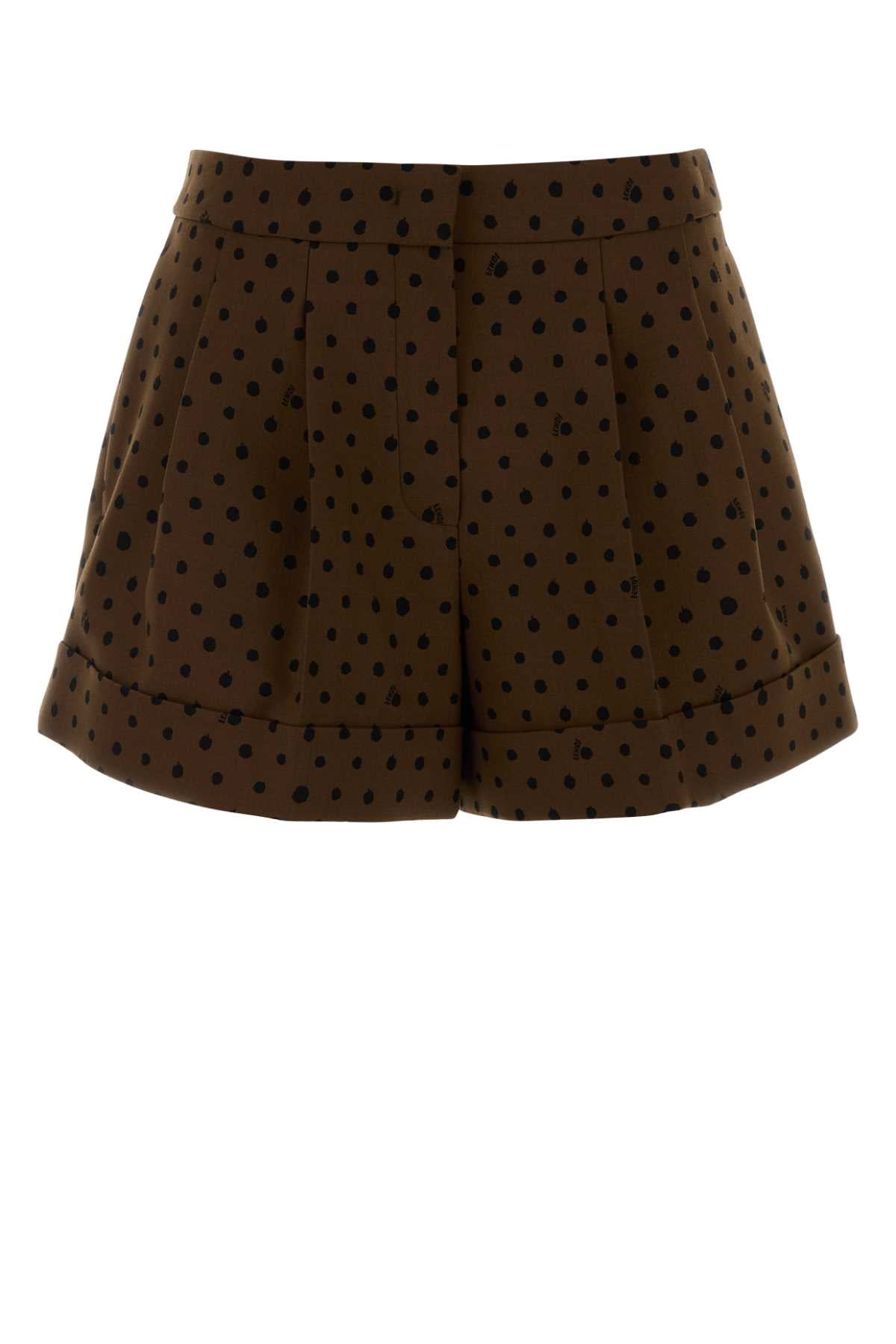 Fendi Women Printed Stretch Wool Blend Shorts FENDI