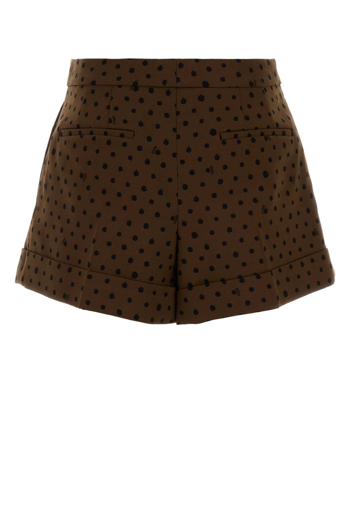Fendi Women Printed Stretch Wool Blend Shorts FENDI