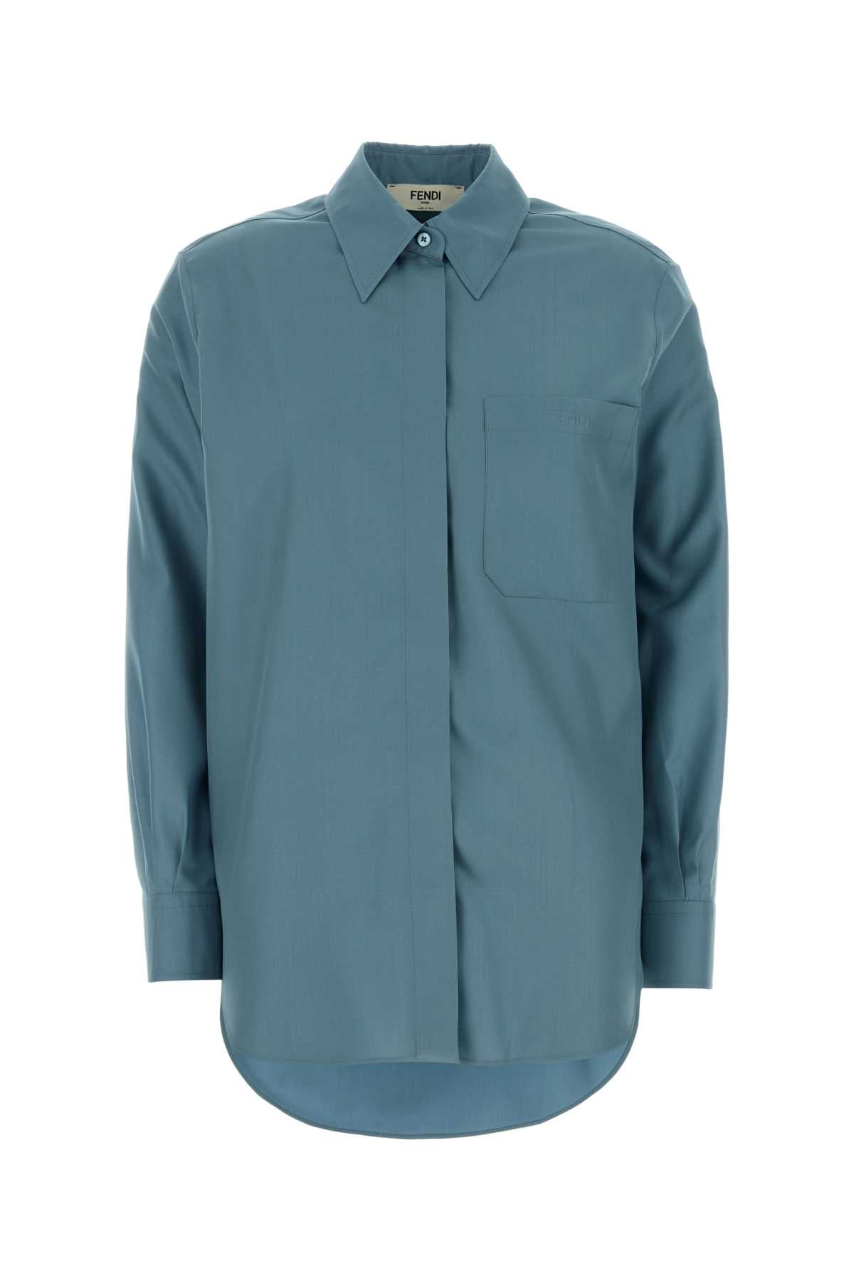 Fendi Women Air Force Blue Silk Shirt FENDI
