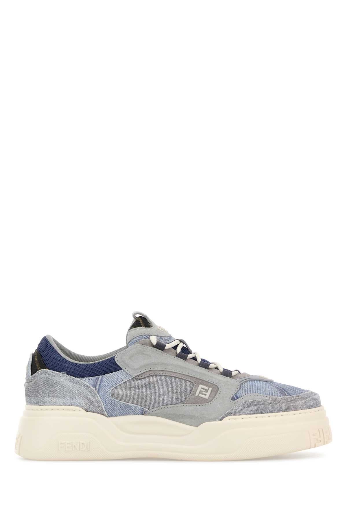 Fendi Men Multicolor Denim Fendi Force Sneakers FENDI