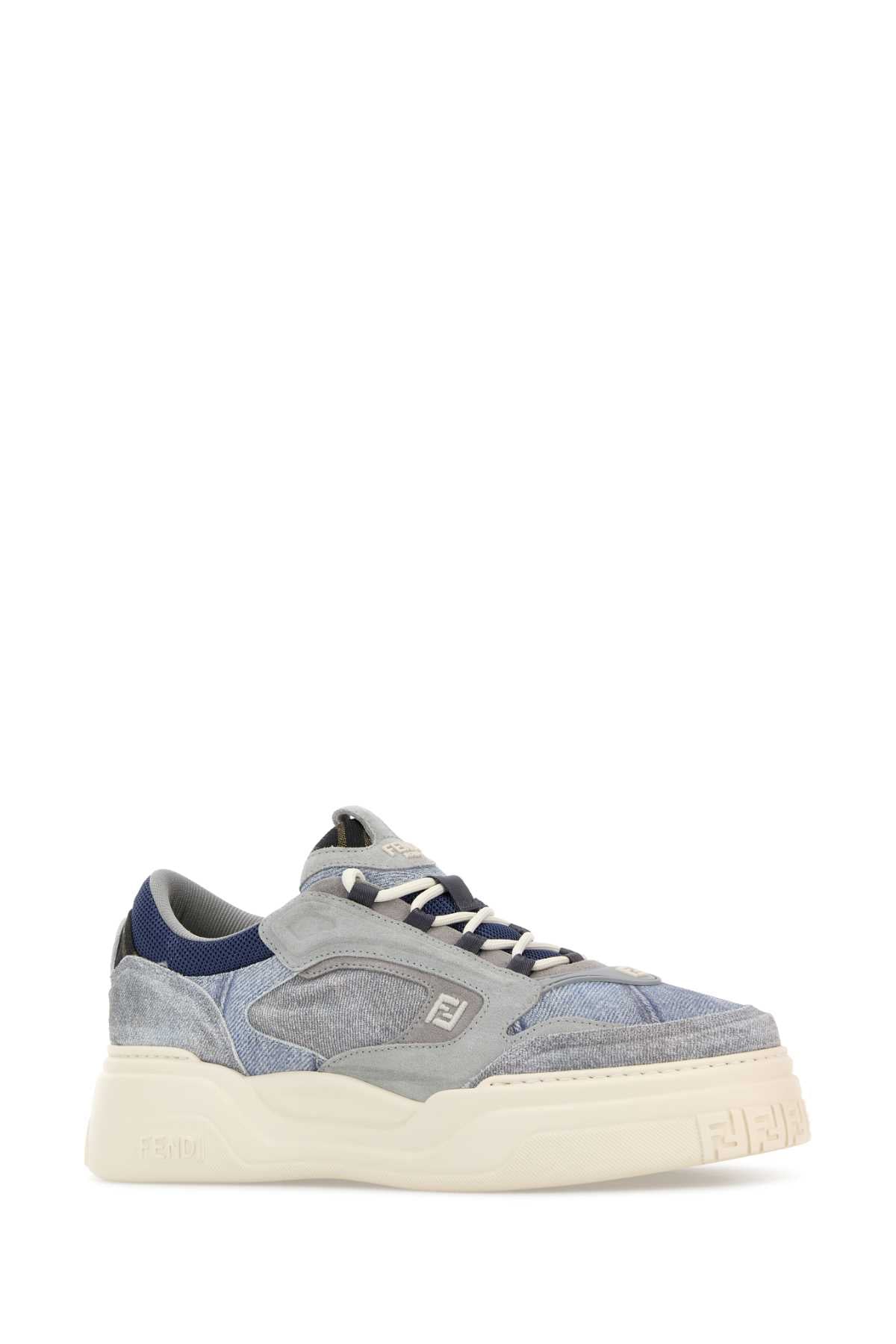 Fendi Men Multicolor Denim Fendi Force Sneakers FENDI