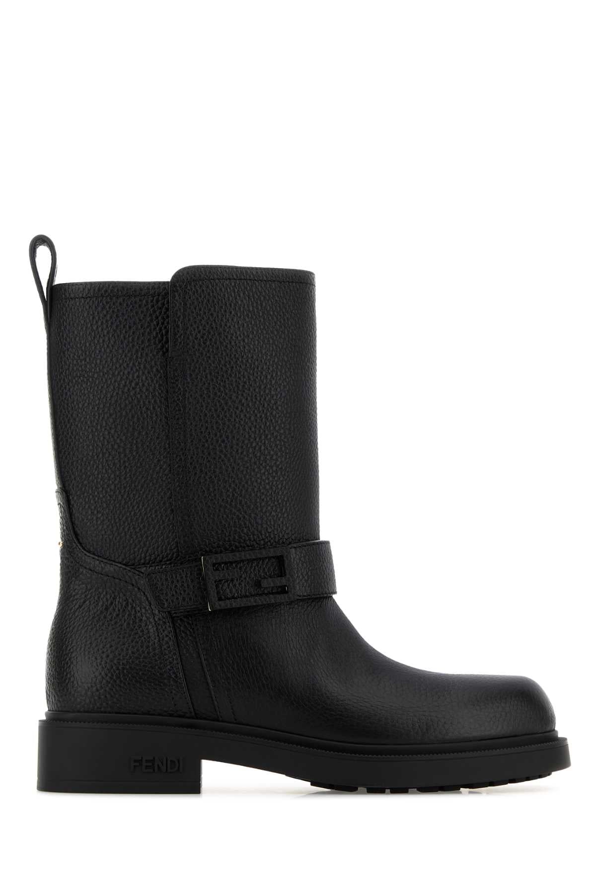 Fendi Women Black Leather Fendi Filo Boots