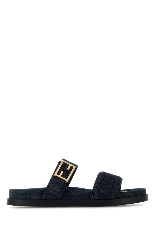 Fendi Women Denim Fendi Feel Slippers