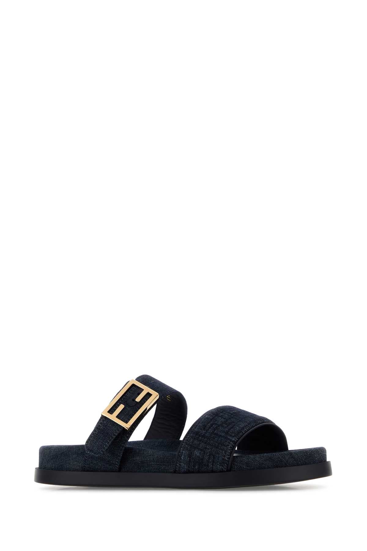 Fendi Women Denim Fendi Feel Slippers FENDI