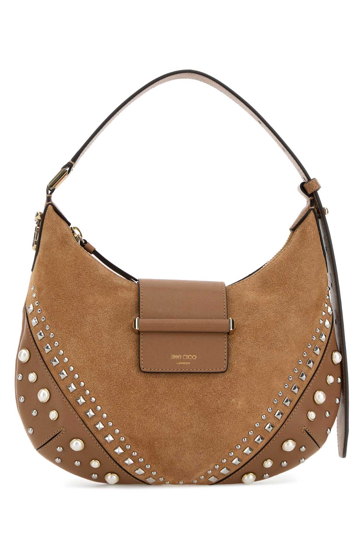 Jimmy Choo Women Biscuit Suede Bar Shoulder Bag