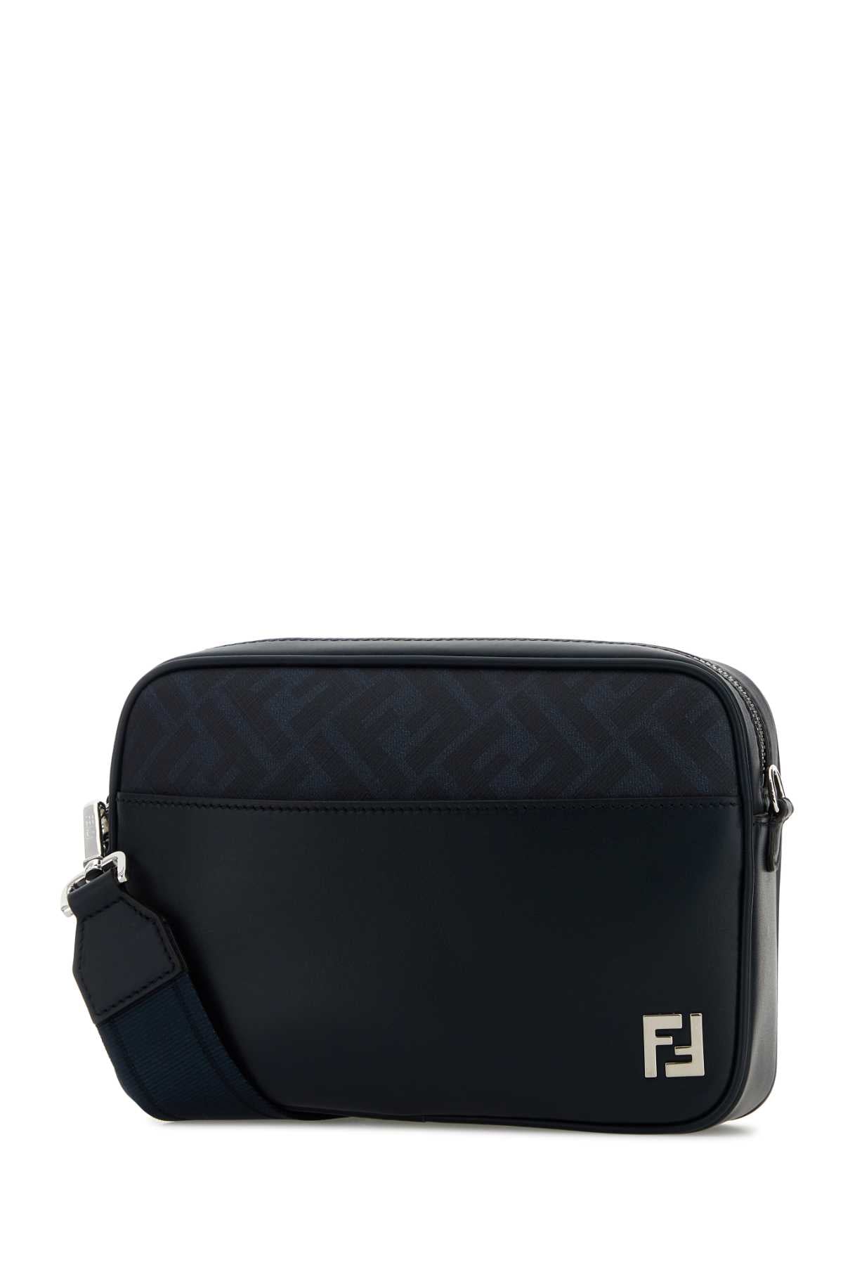 Fendi Men Midnight Blue Leather Camera Case Crossbody Bag