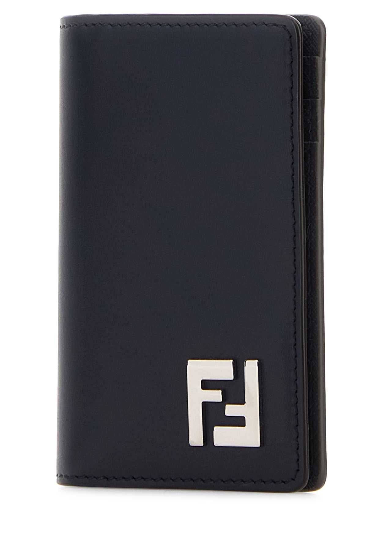Fendi Men Midnight Blue Leather Card Holder FENDI