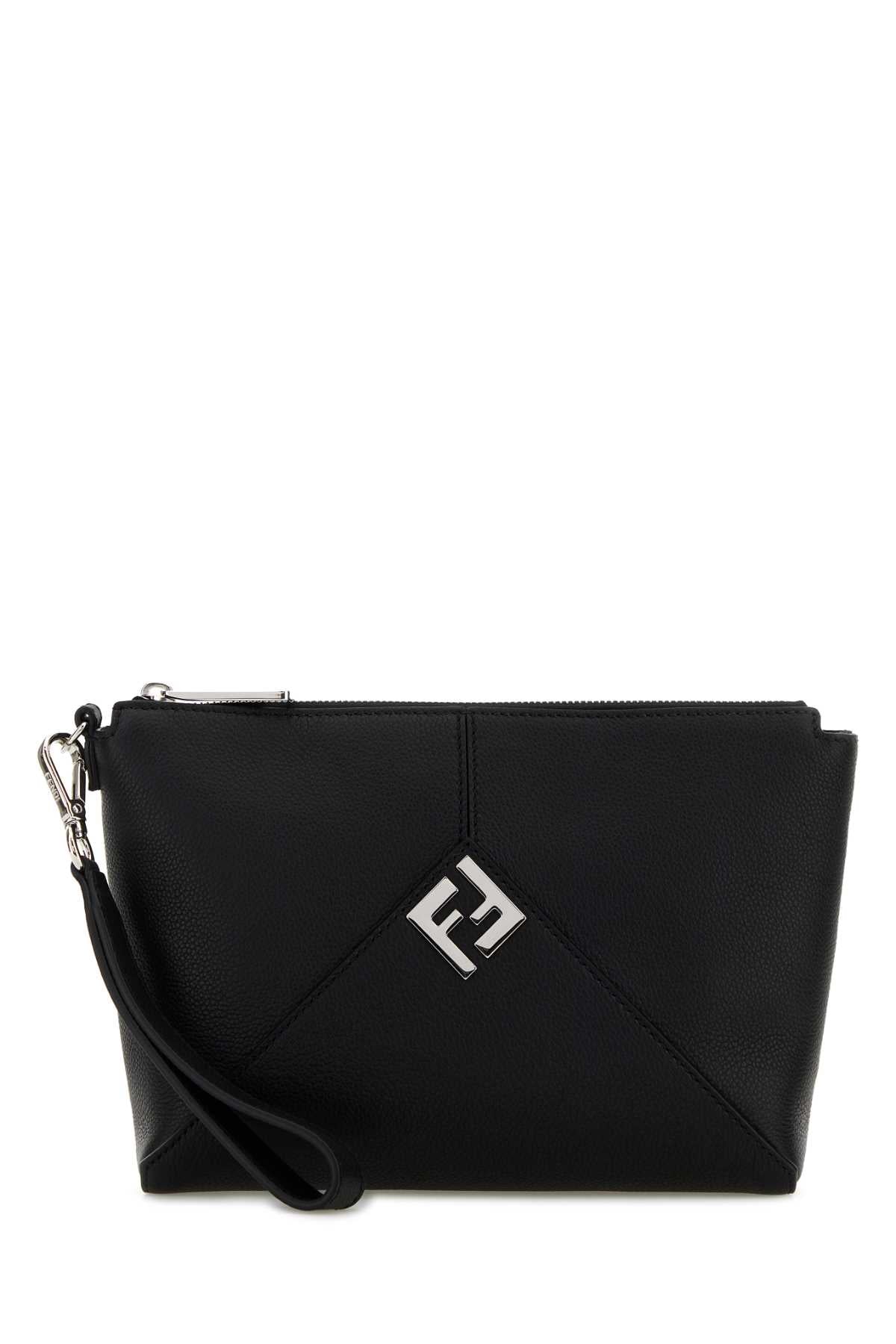 Fendi Men Black Leather Clutch FENDI