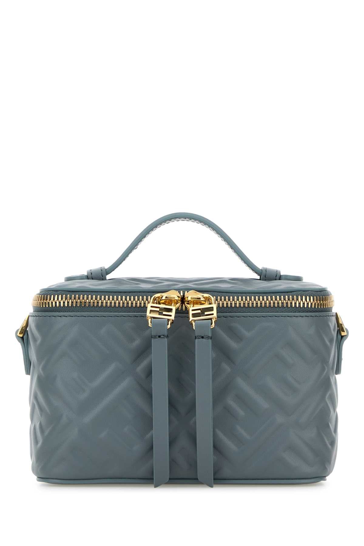 Fendi Women Cerulean Blue Leather Fendi Vanity Handbag FENDI